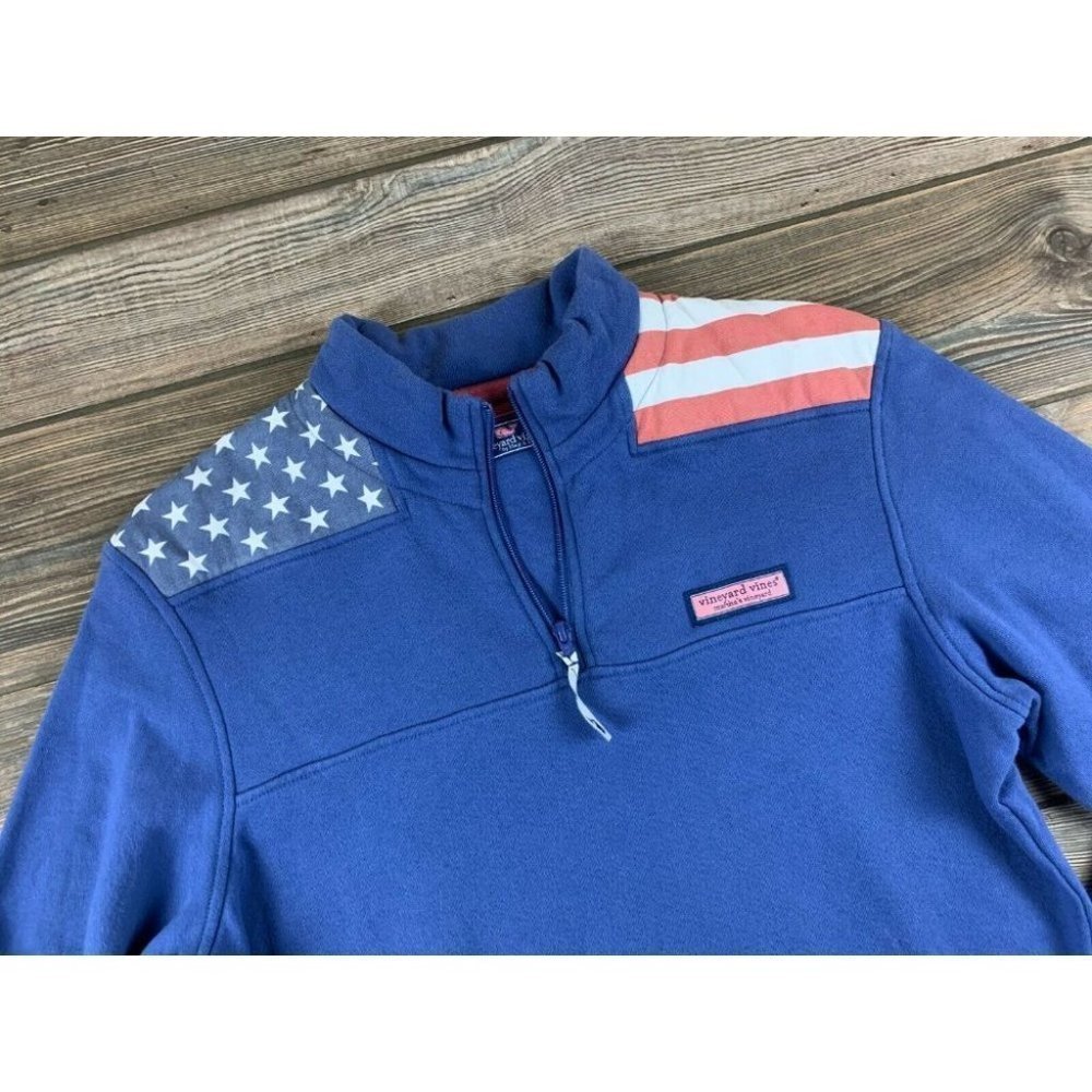 ***SOLD*** Womens Vineyard Vines USA Pullover Fleece Sweater Size‎ SM Blue